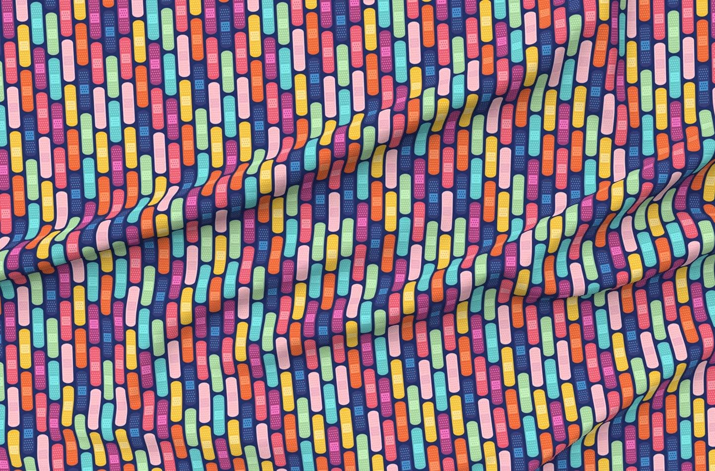 Spoonflower Fabric - Stripe Blue Medical Nurse Hospital Doctor Bright Geometric Fun Printed on Organic Cotton Sateen Fabric by The Yard - Sewing Quilting Apparel Home Decor