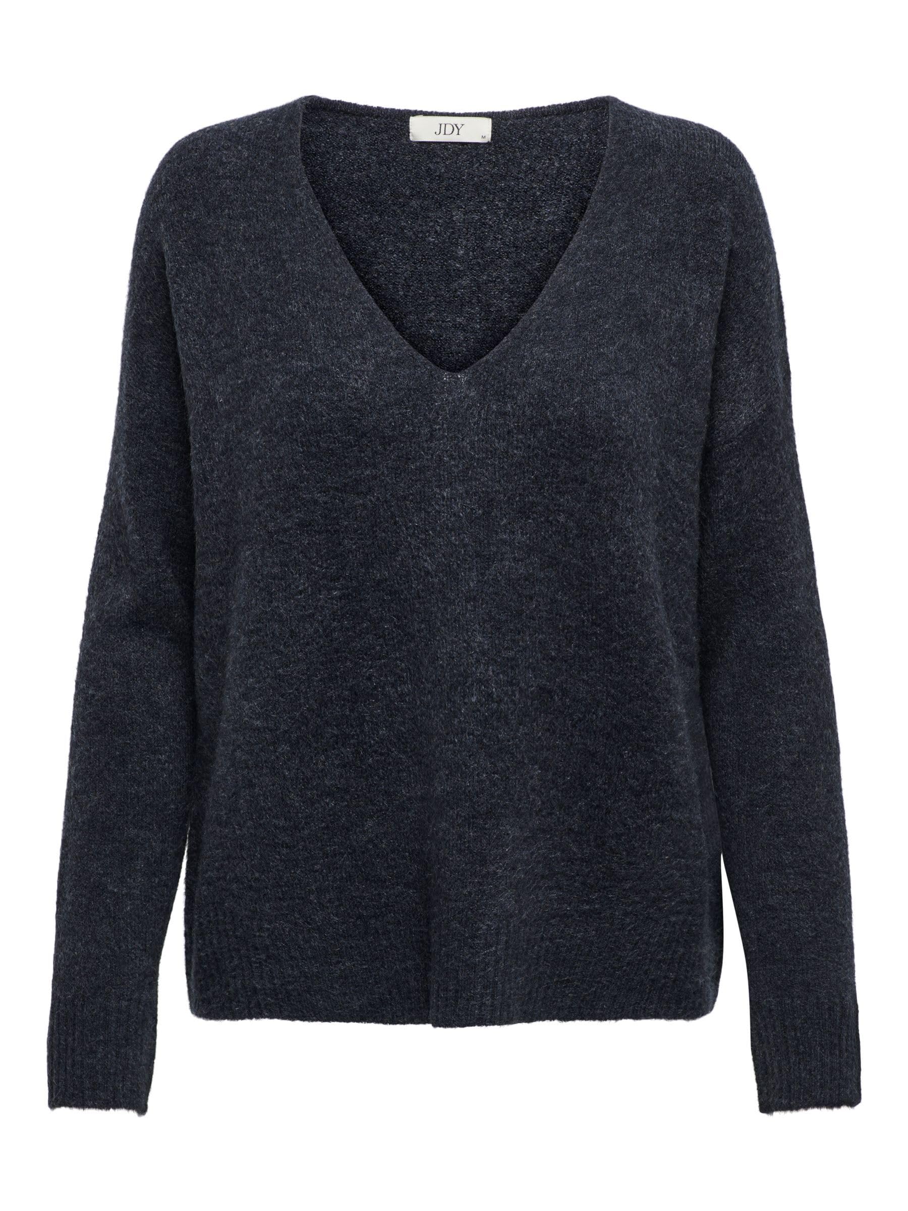 JDY JDYELANORA KNT NOOS L/S V-Neck Jumper, Night Sky/Detail: Melange, S