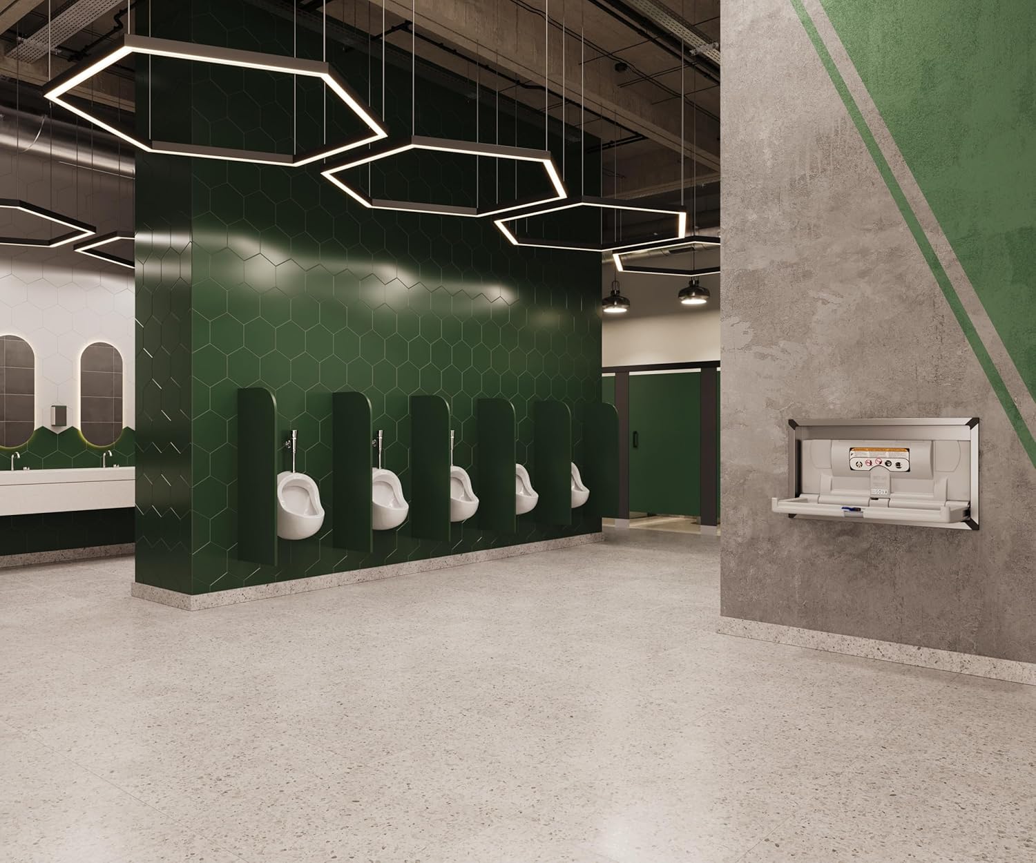 Sova Origin Horizontal Recessed with Stainless Steel Flange Baby Changing Station - Stainless/Gray