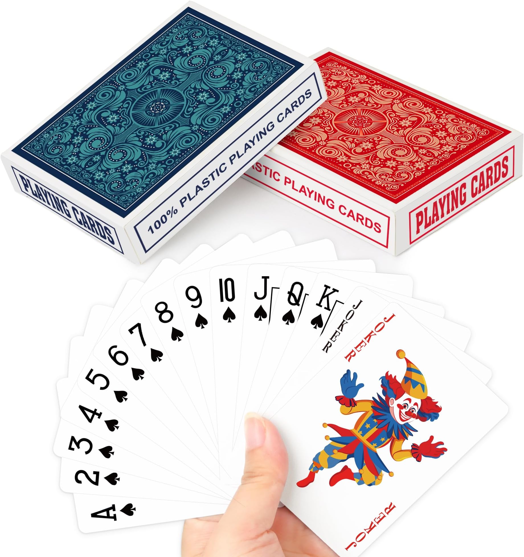 Plastic Playing Cards Waterproof Playing Cards 2 Pack,Decks of Poker Cards Set for Adults,Poker Size Regular Index,Suitable for Various Cards Games,Bridge,Pinochle,Cartas