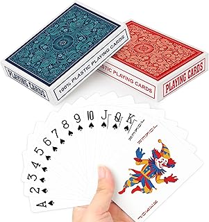 2 Stück Pokerkarten Plastik Kartenspiel wasserdichte Spielkarten Plastik Standard Spielkarten Kunststoff Pokerkarten für Erwachsene Familien Kartenspiele Party Strand Reise
