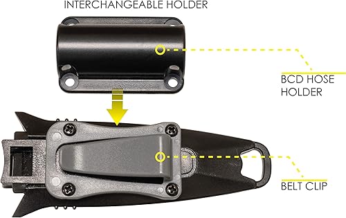 Miniatura 8 de Cressi Cuchillo de hoja corta para buceo y pesca submarina con funda de liberación rápida y soporte de manguera, Lima diseñado en Italia