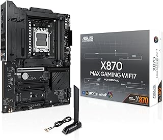 ASUS X870 MAX Gaming WIFI7 AMD AM5 ATX マザーボード、12+2+1 80A DrMOS、DDR5、PCIe 5.0 x16 Q-Release、3X M.2、Wi-Fi 7 Q-Antenna、2.5Gb LAN、USB4® Type-C®、USB-C® 20Gbps、BIOSフラッシュバック™、Aura Sync。