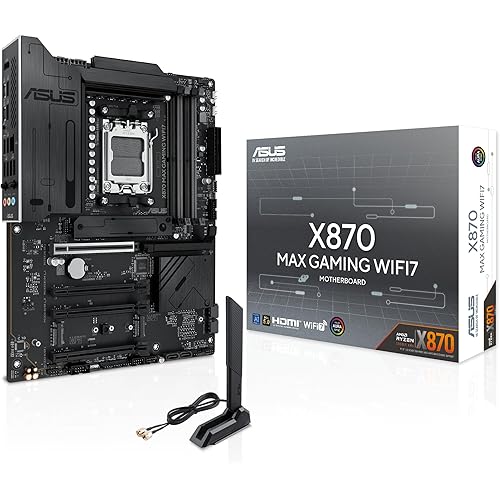 ASUS X870 MAX Gaming WIFI7 AMD AM5 ATX Motherboard, 12+2+1 80A DrMOS, DDR5, PCIe 5.0 x16 Q-Release, 3X M.2, Wi-Fi 7 Q-Antenna, 2.5Gb LAN, USB4® Type-C®, USB-C® 20Gbps, BIOS Flashback™, Aura Sync