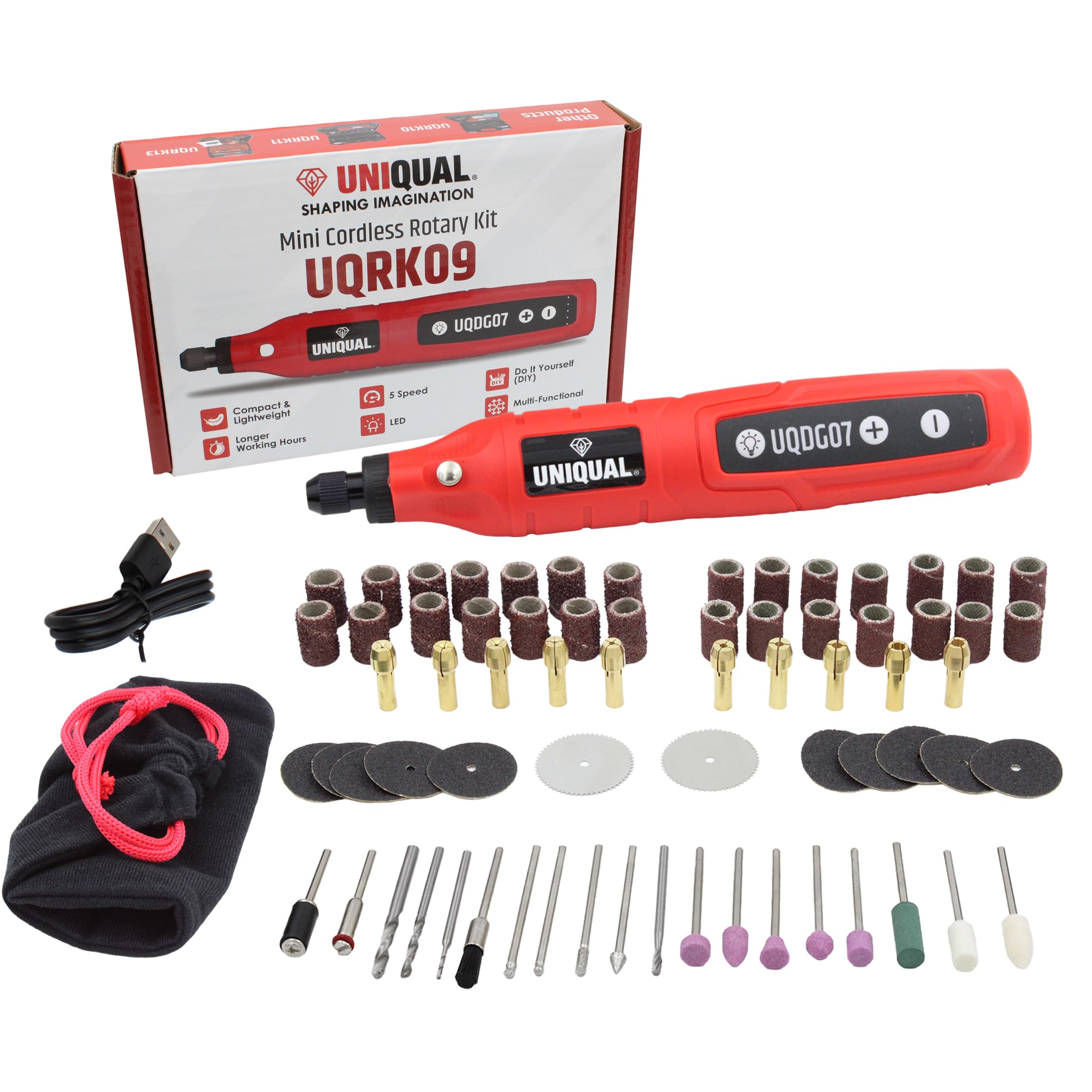 Sponsored Ad - UniQual 72pcs Mini Cordless Drill Machine Rotary Tool Kit |UPGRADED| 2000mAh 5 Speed with LED | USB Rechargeable for Resin Art | DIY | Engraving | Polishing | Deburring