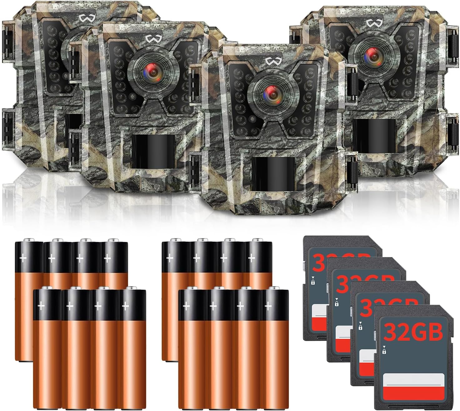 WOSPORTS Mini Trail Camera 4 Pack 24MP 1080P HD, Game Cam with SD Card, Tiny Waterproof Deer Camera Night Vision Motion Activated with Fast Trigger Time for Outdoor Wildlife Monitoring