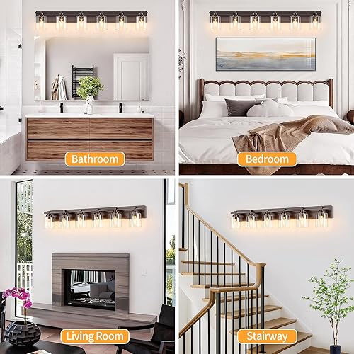 Miniatura 126 de 3 lámparas modernas de baño sobre el espejo, luces de tocador de oro negro para apliques de pared de baño con pantallas de vidrio blanco lechoso