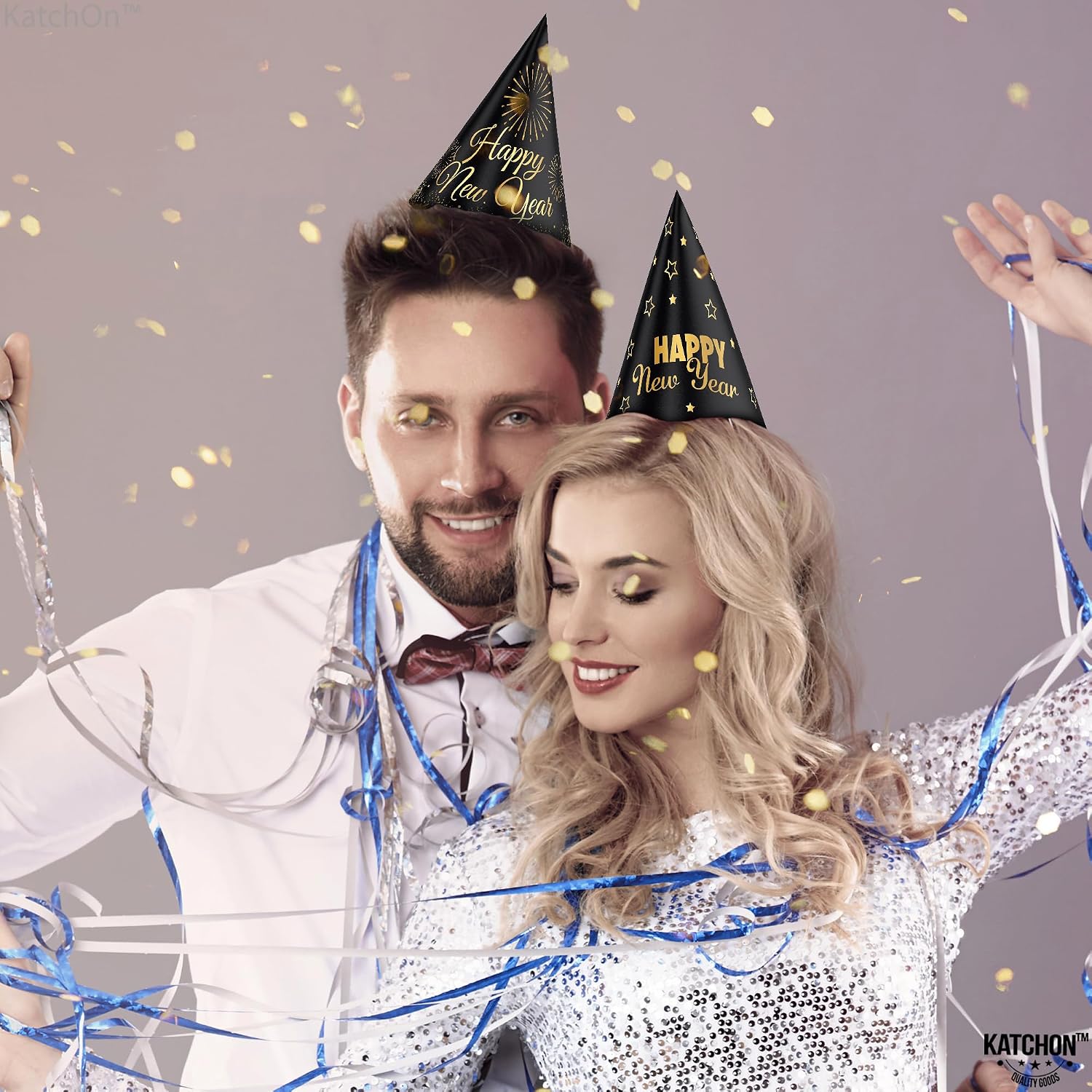 KatchOn, Happy New Years Hats 2026 - Pack of 12, Gold Tassel | New Year Eve Party Hats And Decorations 2026 | Happy New Years Eve Party Supplies 2026 | NYE 2026 Decoration, New Year Decorations 2026