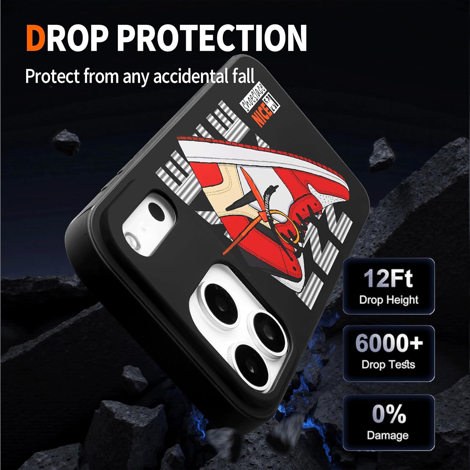 Cool Phone Case for iPhone 17 Pro Case for Boys Men Drop-Resistant Lens Protection Shockproof Basketball Sneaker Street Design Cases Compatible with iPhone 17 Pro - Image 3