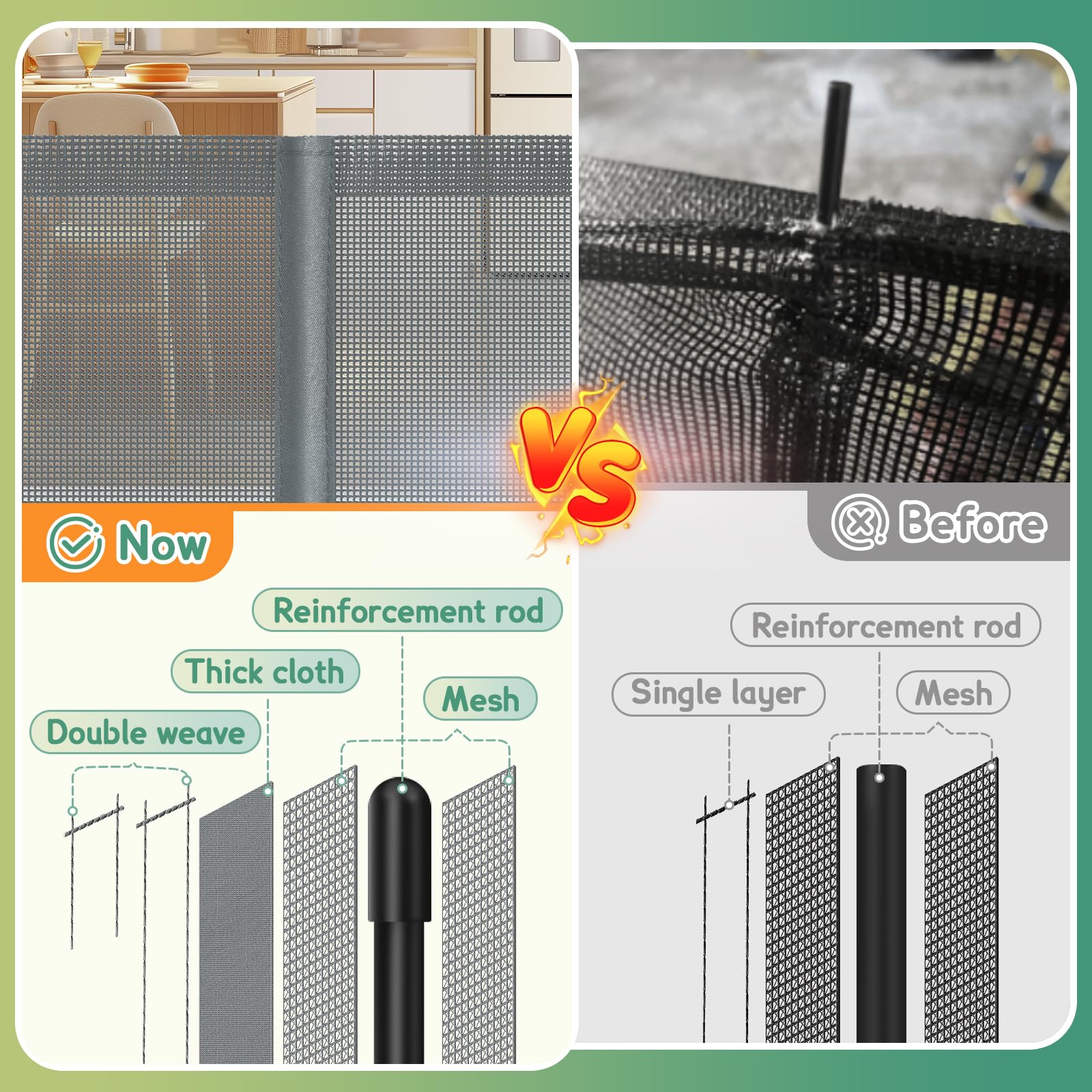 500cm/200inch Retractable gate Extra Wide, Upgraded 86cm/34inch Tall Stair Safety Gate for Baby and Dog, Hallway and Indoor/Outdoor Use — view 4