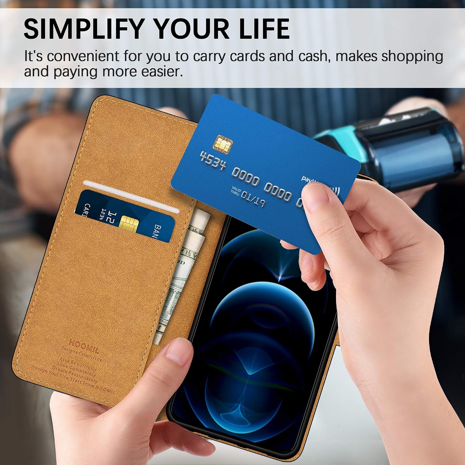 HOOMIL MagFlip Series for iPhone 12 Wallet Case/iPhone 12 Pro Wallet Case, Premium PU Leather Protective Flip Folio iPhone 12 Case with Card Holder Kickstand - Black