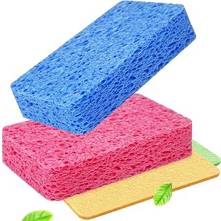 (8PCS)Cellulose Sponge, Kitchen Sponges, Cleaning Sponge, Dish Sponges, Scrub Sponge, It Is Made Of Natural Wood Pulpcotton, Which Expands When Exposed To Water And Is Used In Kitchens And Bathrooms.