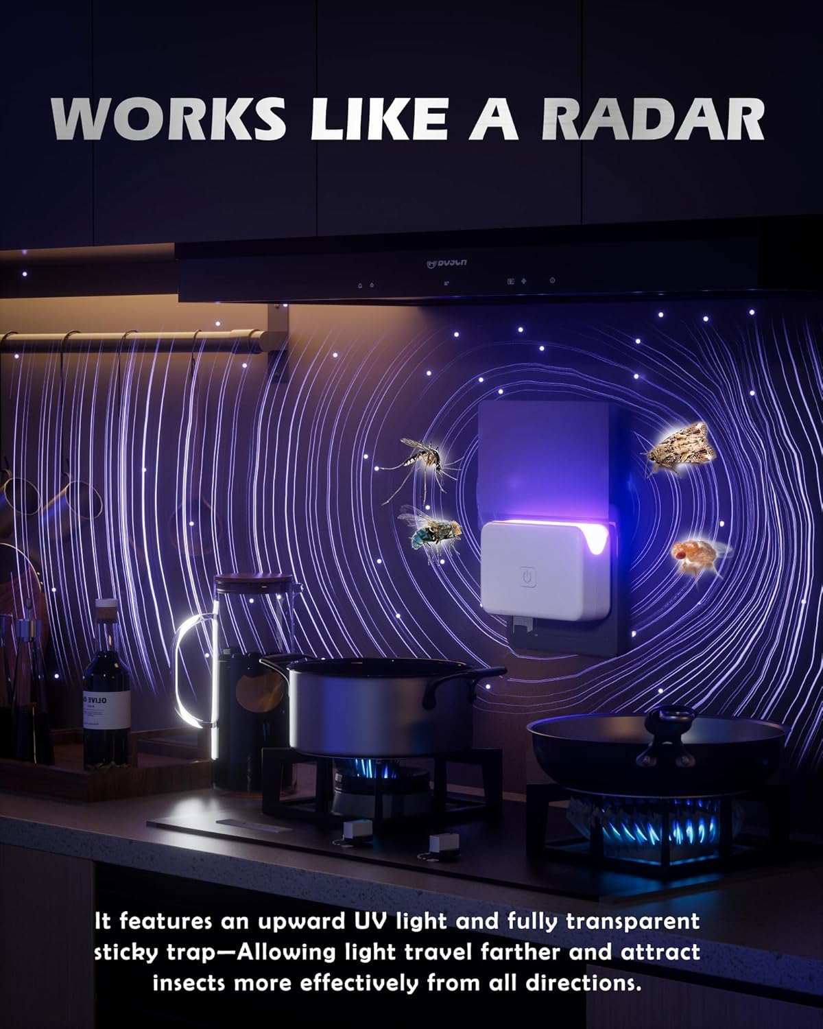 LFSYS 3 Pcs Fruit Fly Traps for Indoors (3 Device+20 Refills) Plug in Fly Trap for Gnats, Fruit Flies, Flying Insects Sleek Design Indoor Safe