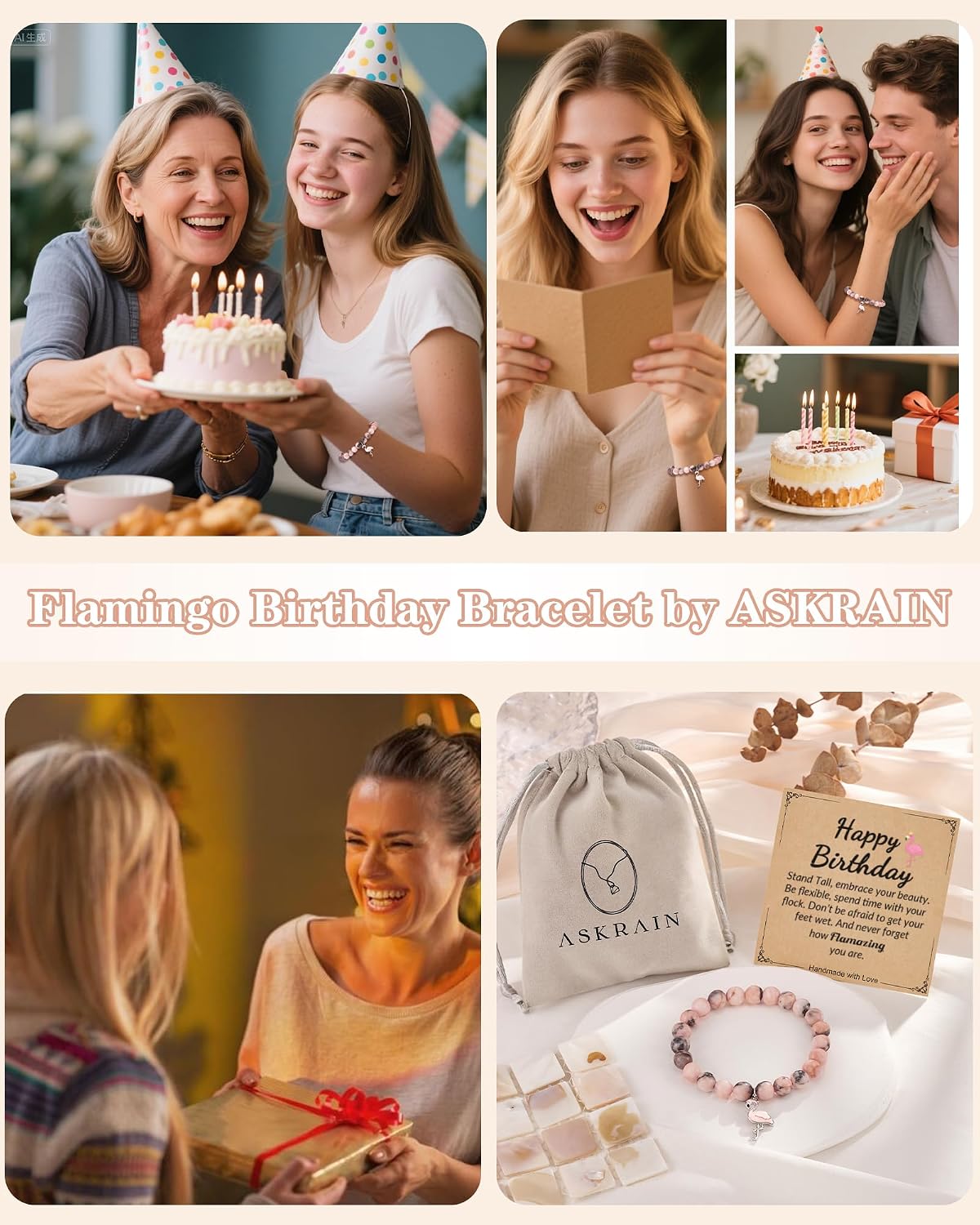 Flamingo Birthday Gifts for Women, 18th Birthday Gifts for Teen Girls, Flamingo Bracelet for Granddaughter Daughter Sister Niece Friends