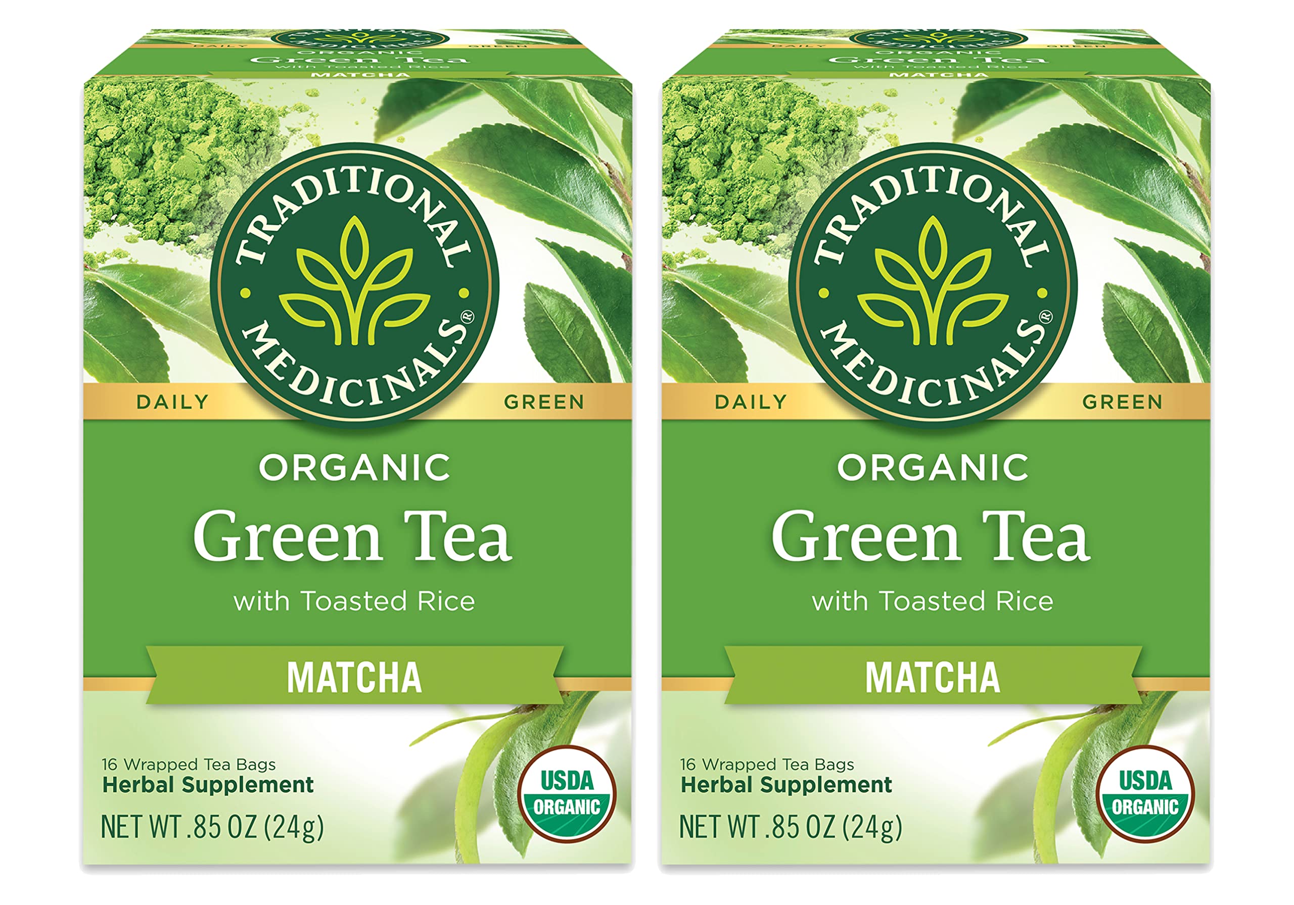 Traditional Medicinals Organic Green Tea With Toasted Rice Matcha Pack of 2 16 Count
