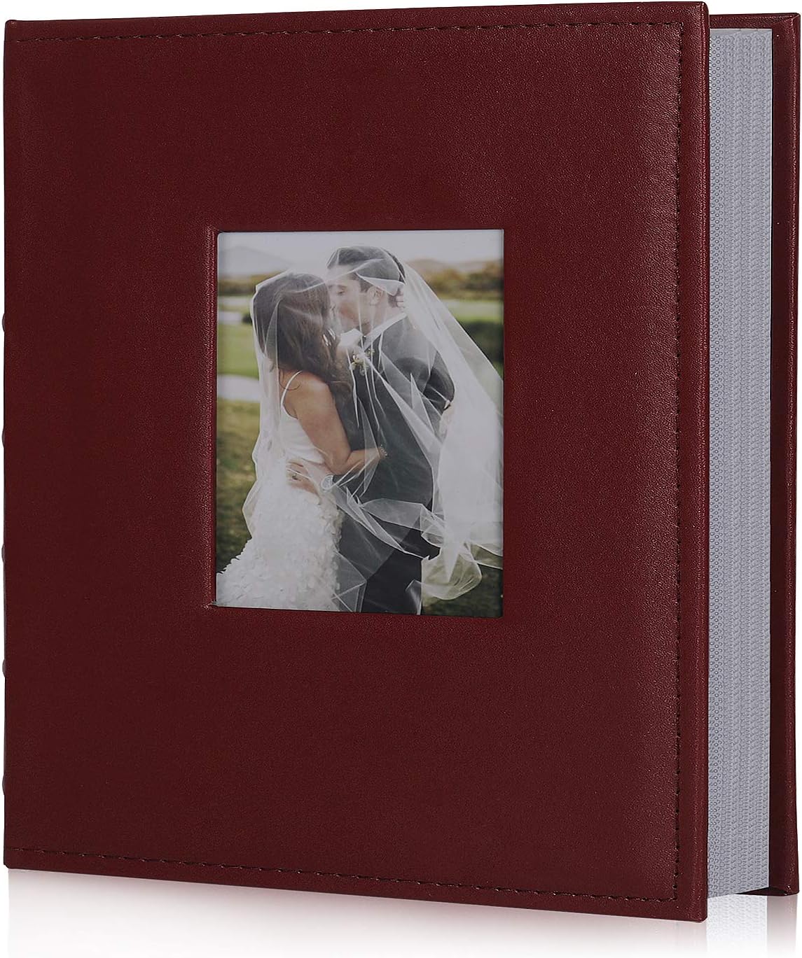 RECUTMS Photo Album 6x4/200 Photos Slots PU Leather Album Slide In White Pages Photo Wedding Photo Album Memo Space For Family Christmas Baby Holiday Anniversary pictures Album (Brown)