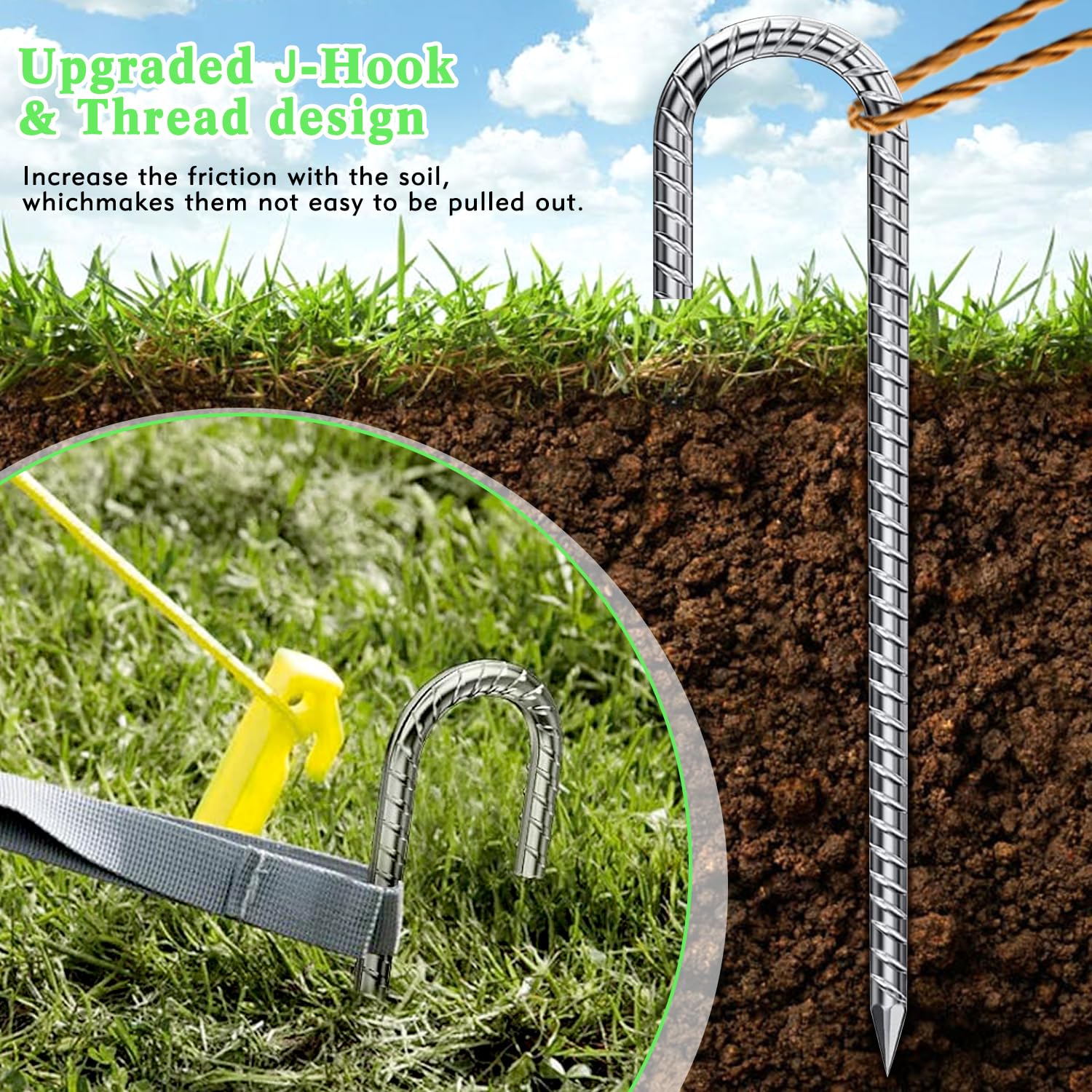 Piquetas Camping Anclajes De Suelo, 6 Estacas De Metal, Piquetas De 30 Cm,  Piquetas De Tierra Para Fijación De Tiendas De Campaña, Trampolines, Vallas,  Invernaderos Piquetas Tienda De Campaña, image size:1500x1500