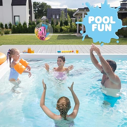 Miniatura 3 de ArtCreativity Pelotas de playa de peces 3D para niños, juego de 3, bolas transparentes con peces coloridos en el interior, juguetes inflables de