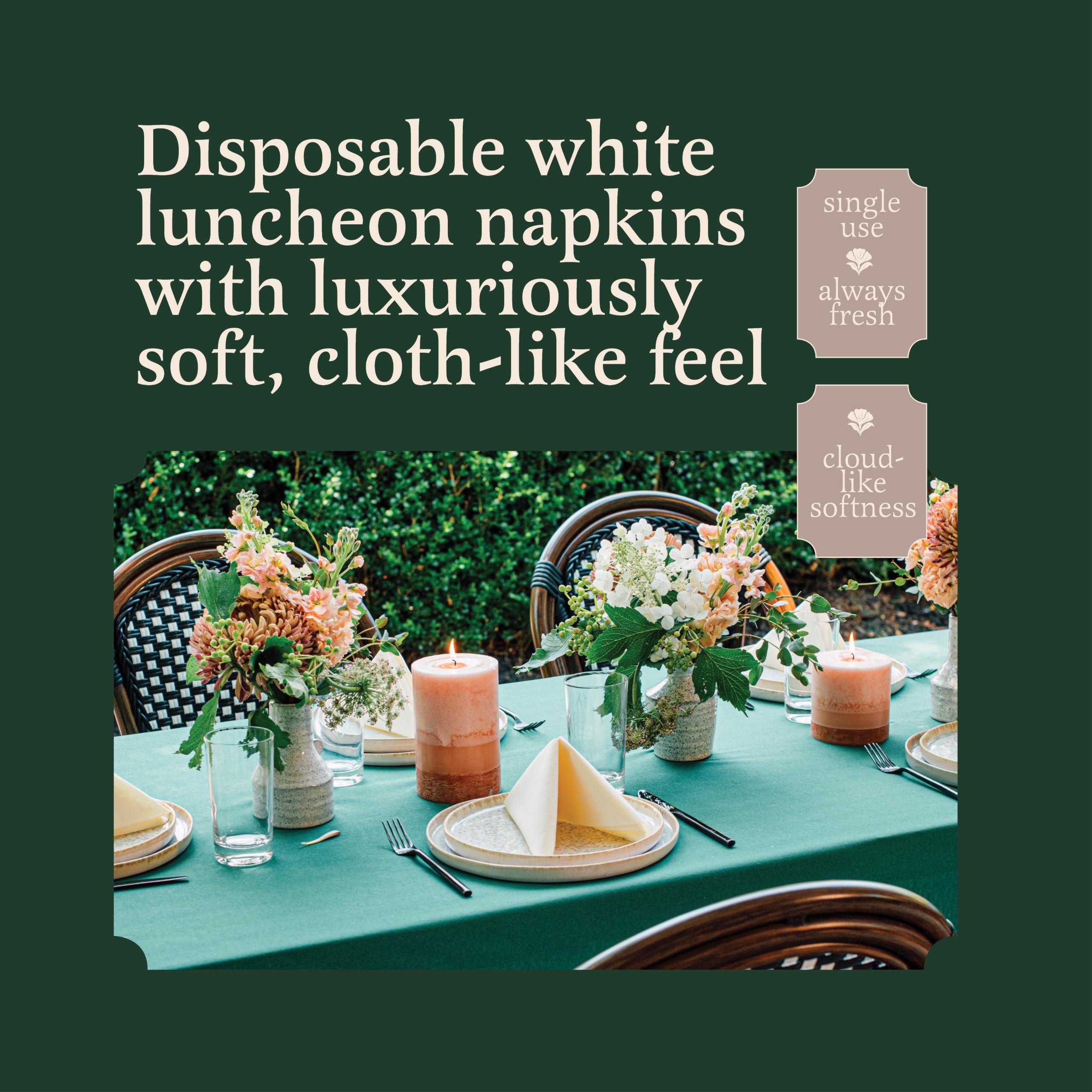 BloominGoods - Servilletas de papel desechables con aspecto de lino, servilletas de papel de tela, suaves y absorbentes para cocina, fiestas, bodas, cenas o eventos (paquete de 200)