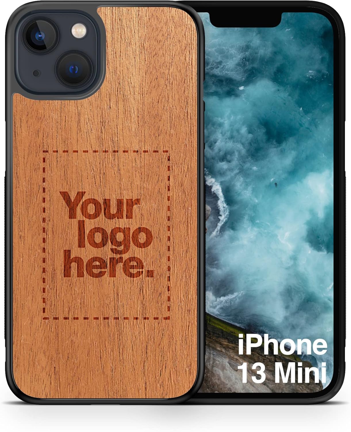 WUDN Custom Wooden Phone Case (MagSafe Custom Mahogany) Compatible with iPhone 13 Mini with MagSafe