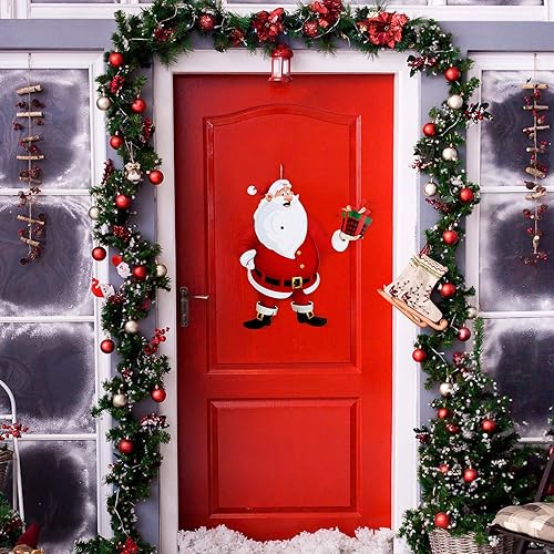 Miniatura 2 de Sumind 4 divertidas decoraciones de fiesta de Navidad con figuras articuladas, gnomos, muñeco de nieve de Papá Noel, recortes para colgar en la