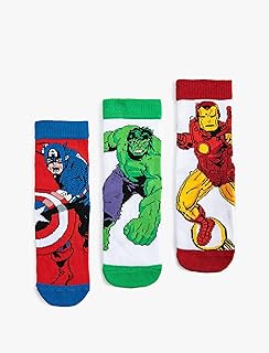 KOTON Boys 3 Pack Hulk and Iron Man Patterned Socks Set Licensed Socks Set (pack of 1)