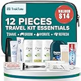 Trektote 12 Piece Men’s Travel Hygiene Kit with Toiletries & Grooming Essentials, TSA-Compliant, Clear Cosmetic Bag - Single or Bulk Packs