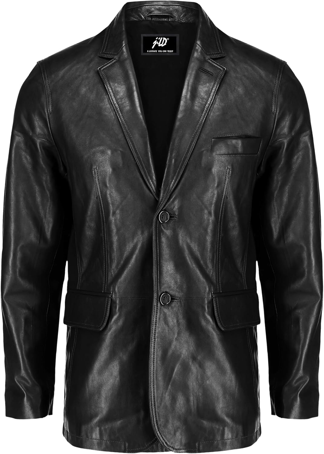 Jild Lambskin Leather Jacket Men Casual Coat – Notched Collar Classic Bond’s Style Ultimate Leather Blazer for Men