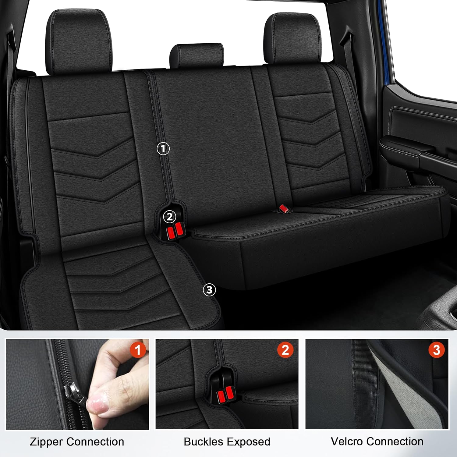 for Toyota Tacoma Seat Covers 2024 2025 2026 Gen 4Th Sr/Sr5/Trd Prerunner/TRD Sport/TRD Off-Road/Limited Leather Seat Cushion with Lumber Support（5 Seat,Black