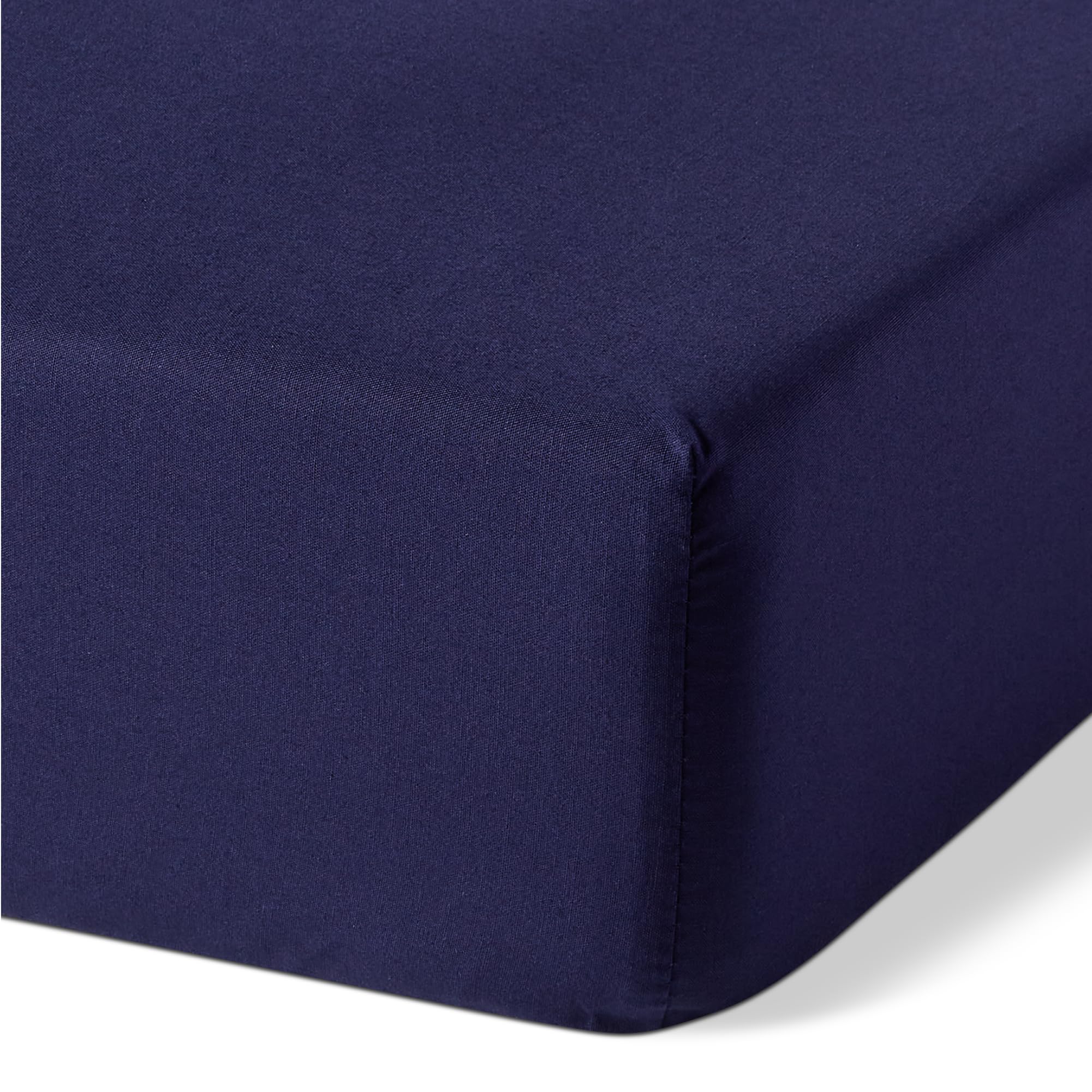 Amazon Basics Bedding Organic Cotton Emperor Fitted Sheet, 200 x 200 cm, Navy Blue
