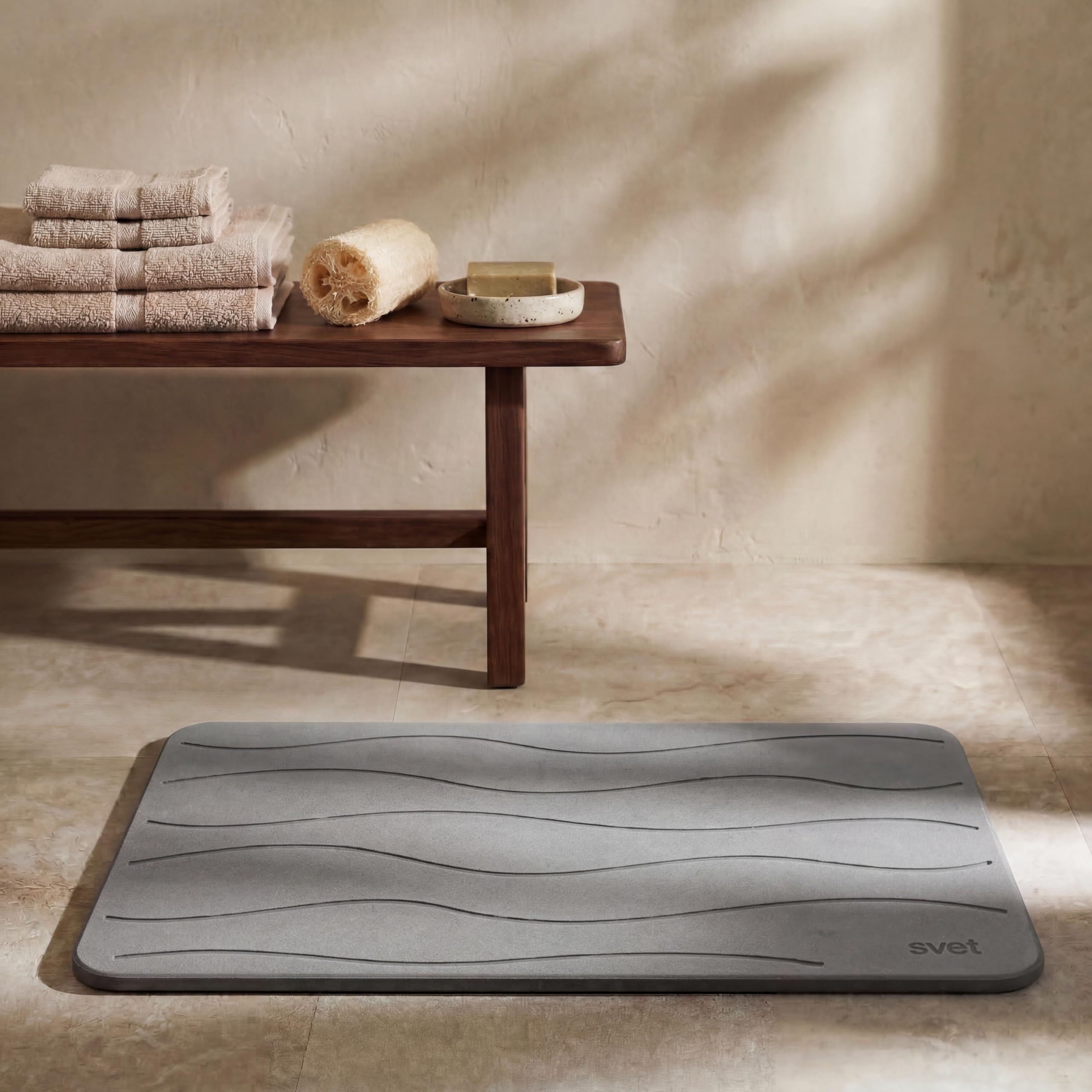Svet - Alfombra Diatomita Baño - Secado Rápido y Ultra Absorbente, Antideslizante, Antibacteriana y Antihongos, Alfombrilla Baño Diatomita de Piedra. (Mármol Clásico) — view 19