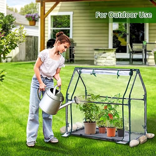 Vista 29 de Mini invernadero para interiores y exteriores: casa verde portátil Ohuhu con almohadilla impermeable para plantas pequeñas germinación de vivero