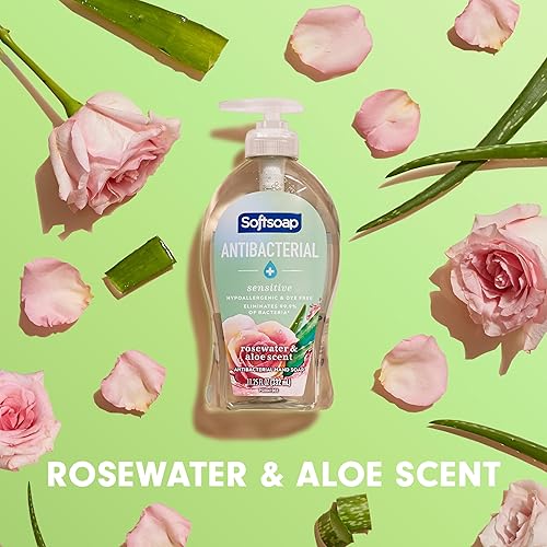 Miniatura 8 de Softsoap Jabón de manos líquido antibacteriano, jabón de manos sensible con aroma de agua de rosas y aloe, 11.25 onzas líquidas (paquete de 6)