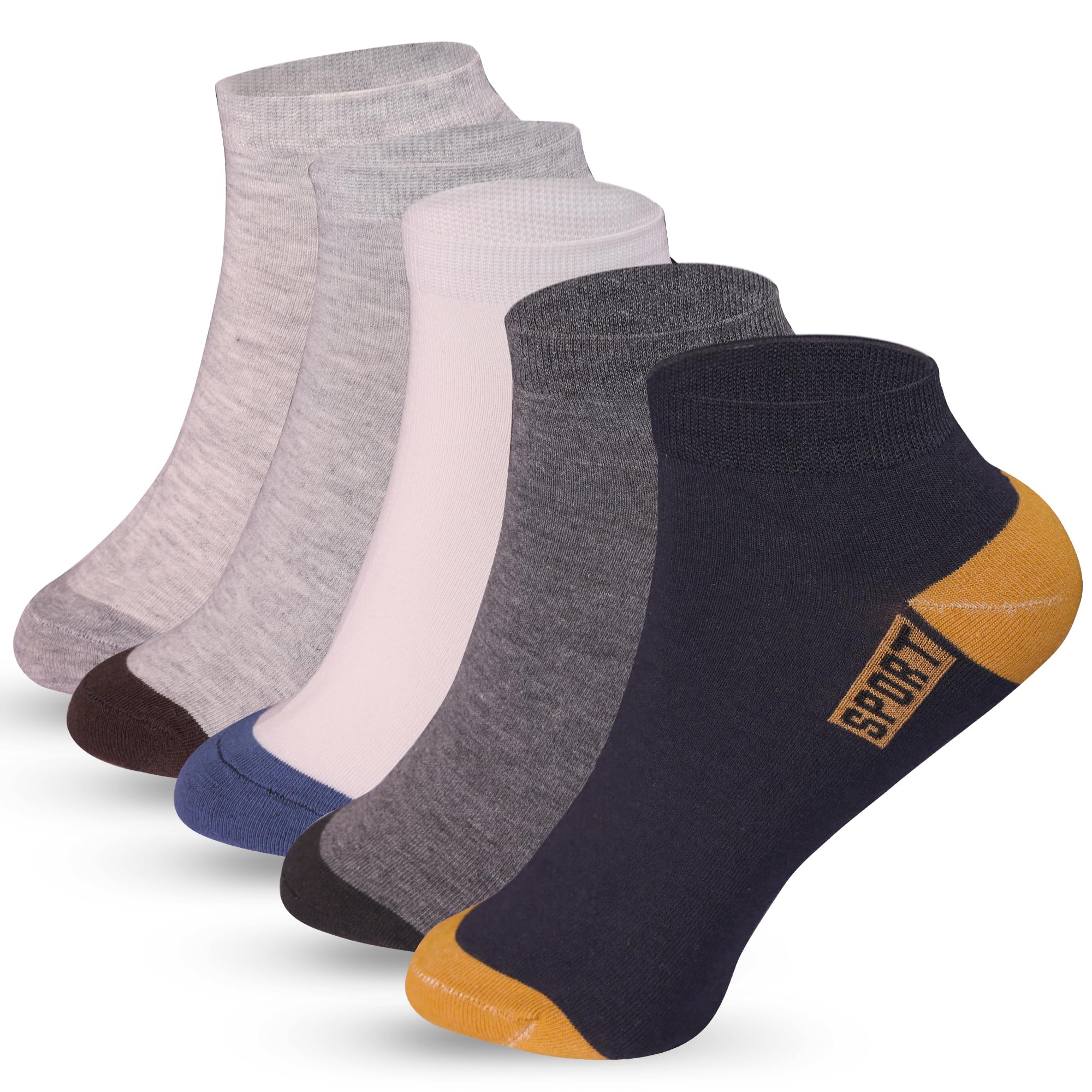 Sports Socks for Men Combo Ankle Length Soft Cotton Running Walking & Gym - Pack of 5-image-38