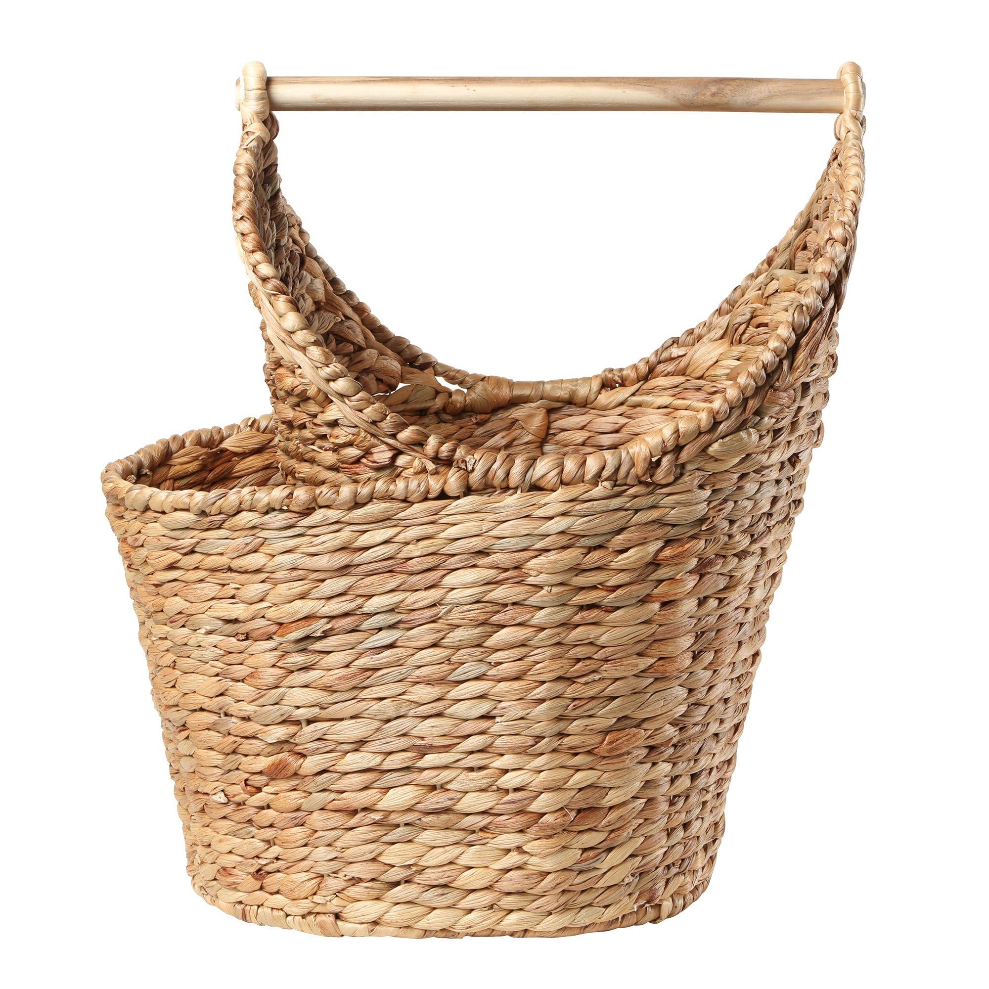 Calicosy – Panier de Rangement en Jacinthe d’Eau pour Papier Toilette – Naturel, avec Poignée – L39 x P28 x H42 cm – Rangement WC Pratique et Décoratif