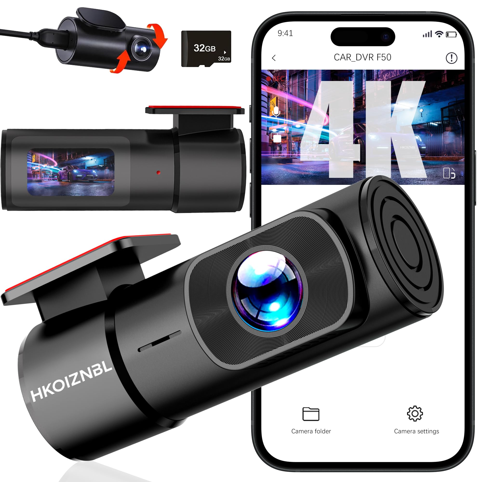 Dash Camera Car Front Rear 4K 2 5K Full UHD Dash Camera for Cars Included 32GB Card 1
