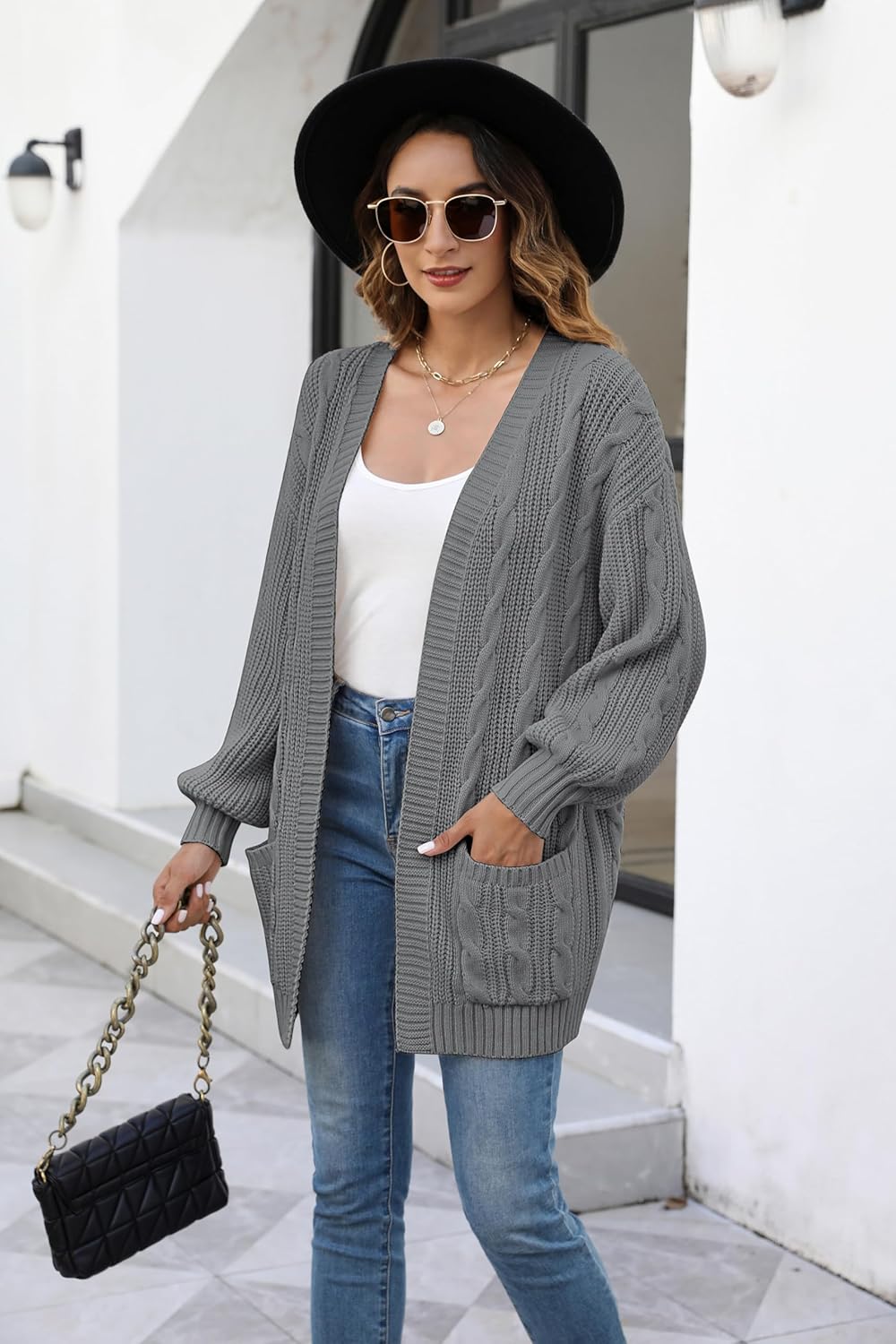 Women's Cable Knit Cardigan Sweaters Open Front Long Sleeve Oversized Cardigans Chunky Fall Pockets Outerwear - Image 3