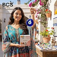 Vista 2 de BCS Decoración de pared extragrande contra el mal de ojo de 5.2 pulgadas, cristal azul turco, griego, amuleto de nazar de buena suerte y protección