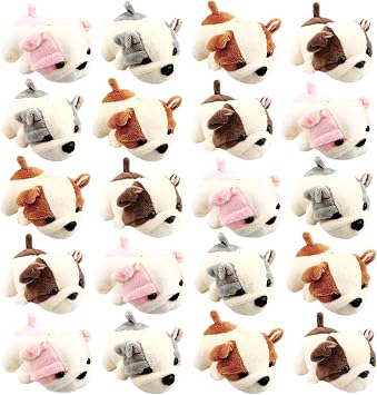 20 Pieces 4 Inch Mini Plush Puppy Toy Cute Dog Toy Stuffed Animals Pendant for Adults Kids Birthday Party Ornaments Stuffed Doll Keychain Home Decoration, 4 Colors