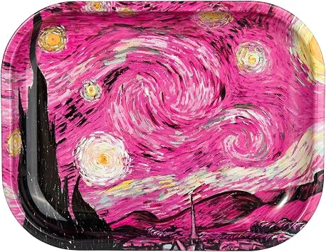 Metal Rolling Tray, Premium Metal Tray 7" x 5.5" Starry Night