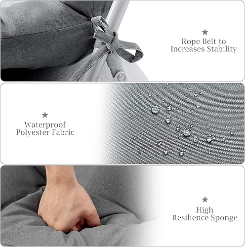 Miniatura 6 de Graffy - Paquete de 2 cojines para sillas de exteriores de 45 x 22 x 4.5 pulgadas, cojines de asiento de respaldo alto con lazos, almohadillas de