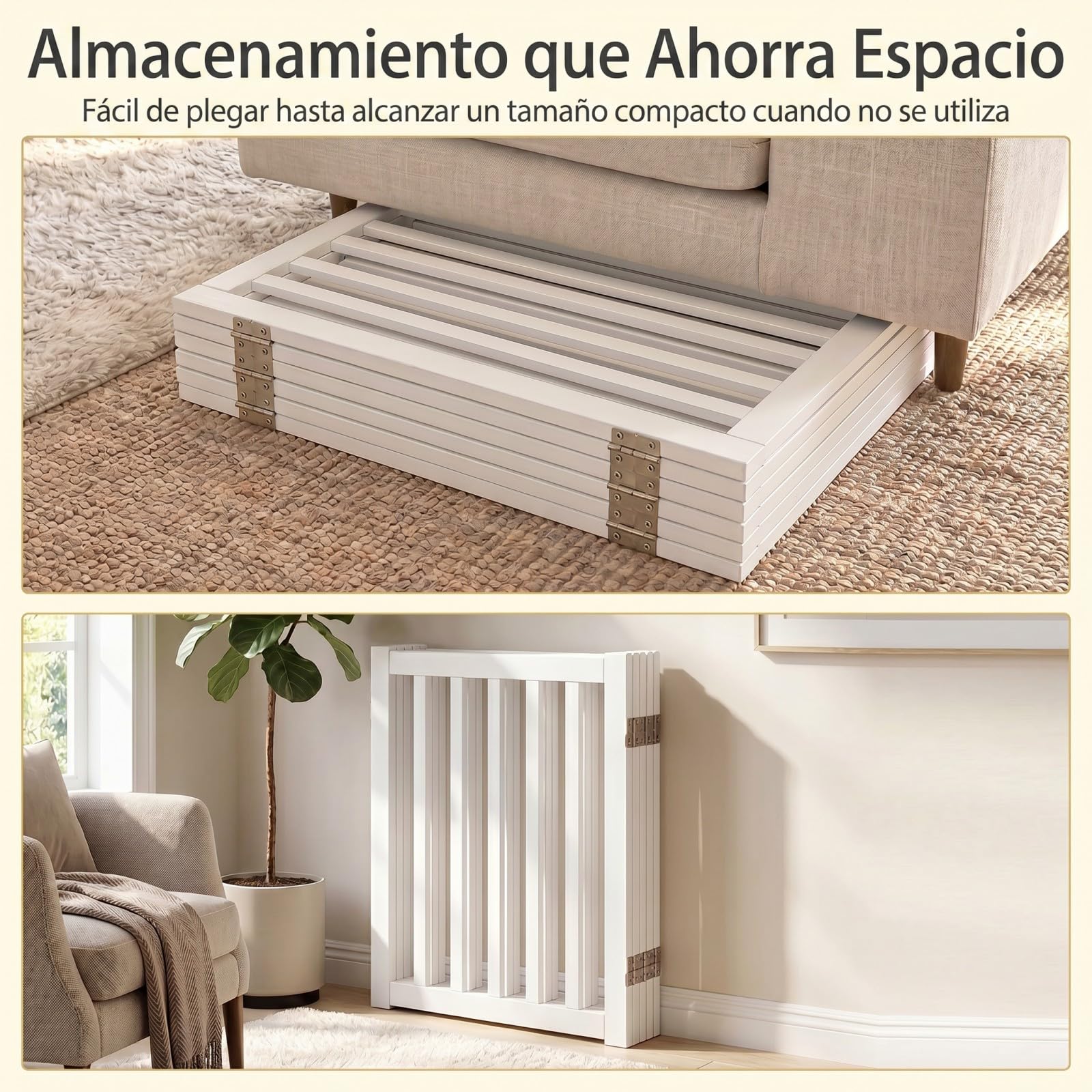 COSTWAY Barrera de Seguridad para Perros Plegable, Puerta para Perros de 6 Paneles de Madera con Patas de Apoyo, sin Montaje, Vallas de Seguridad para Interior Escaleras Pasillo, 306 x 61 cm