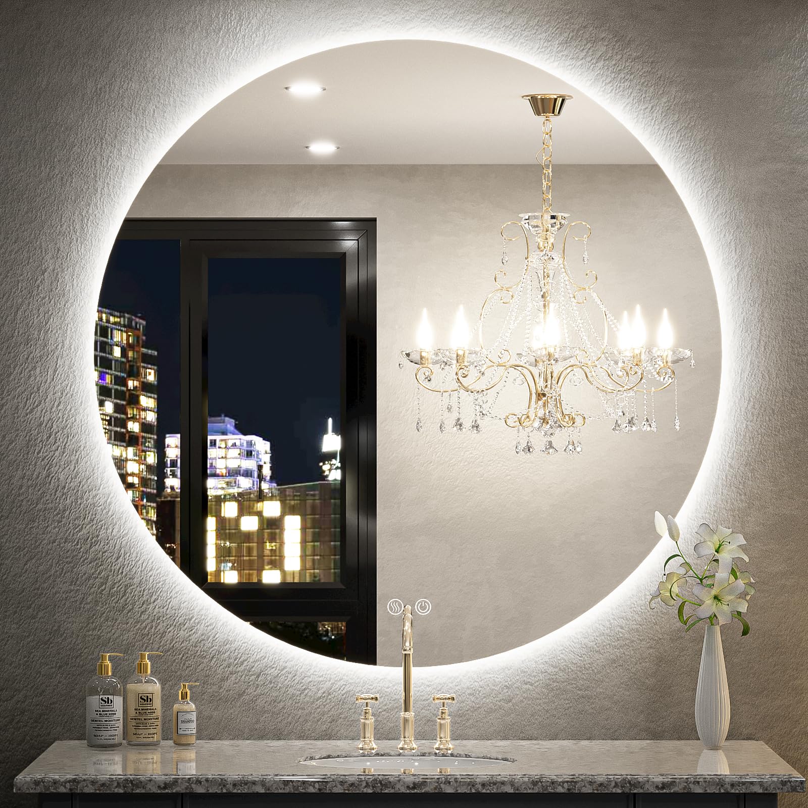 Amazon.com: FTOTI 36 Inch LED Round Mirror,Backlit Lighted Bathroom ...