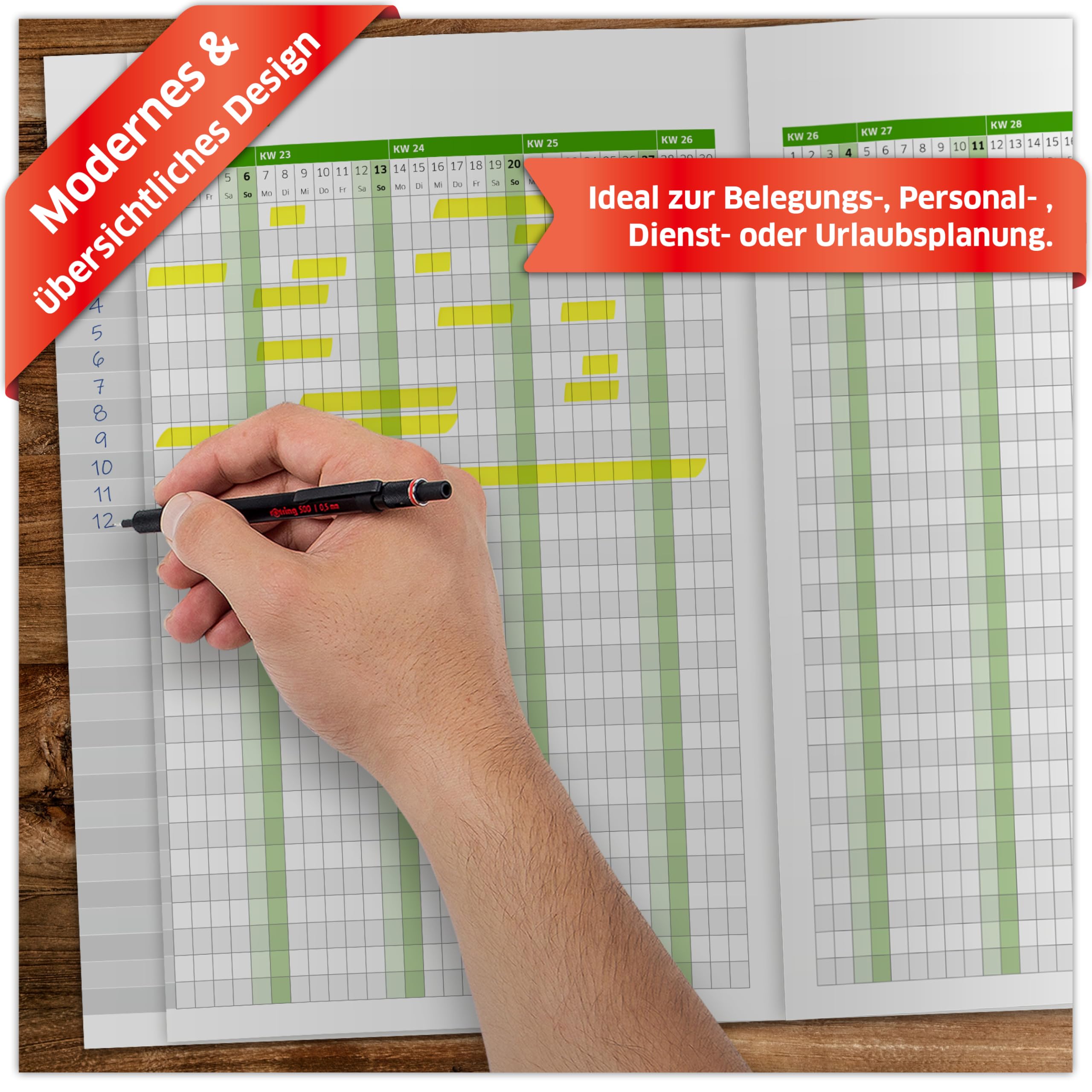 PRIMUS PRINT Belegungsplan 2026+2027 Personalplan Urlaubsplaner Dienstplan | für Firmen, Hotels, Gastronomie, bis zu 30 MA/Tische/Buchungen, inkl. Feiertage und Ferien - 210x295mm - (3x 2027)