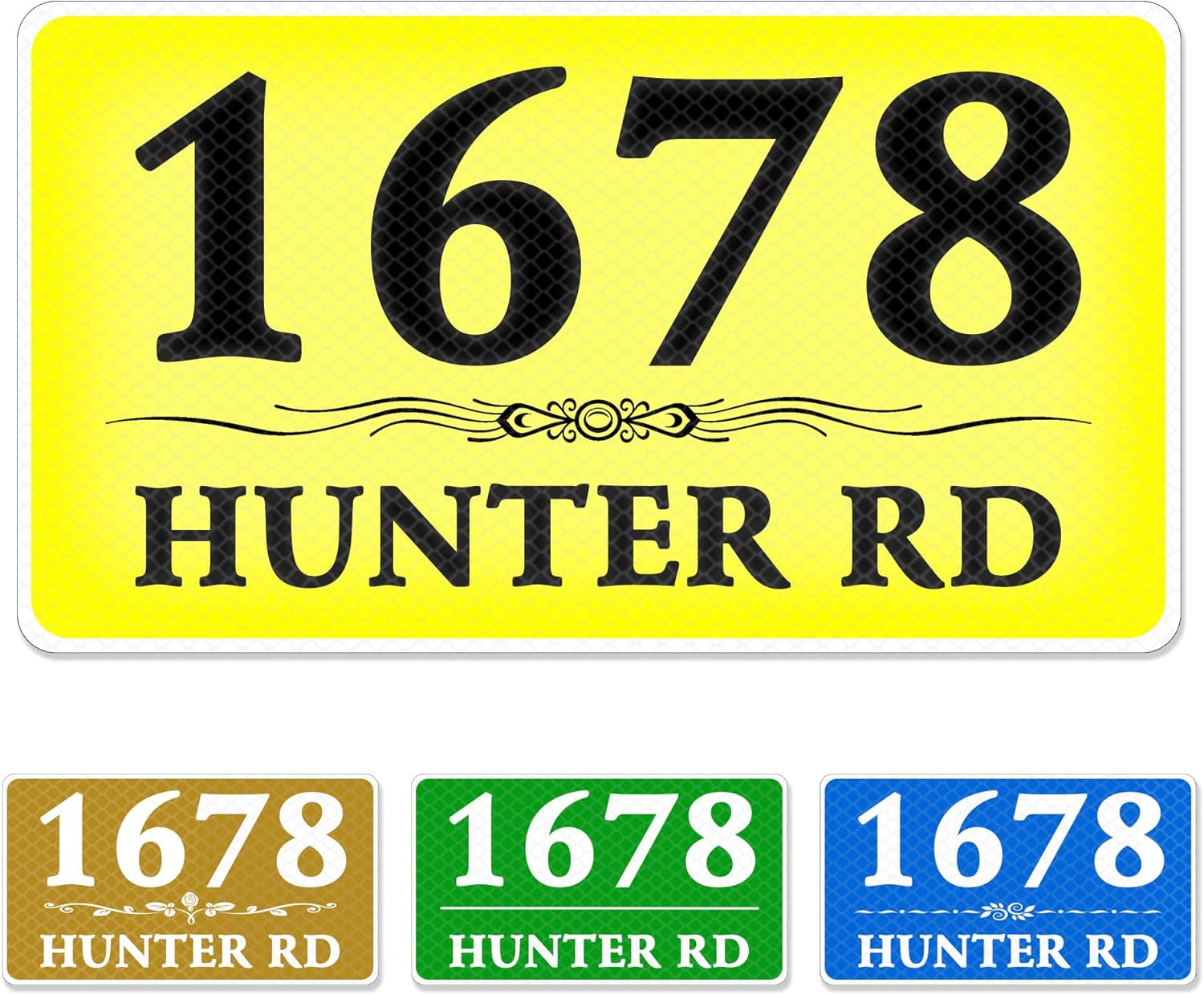 Custom Reflective House Address Sign for Outside, 16"x10" Personalized Metal Address Plaque Outdoor, Waterproof .040 Aluminum, Used for Mailbox, Driveway, Home(Full color style)