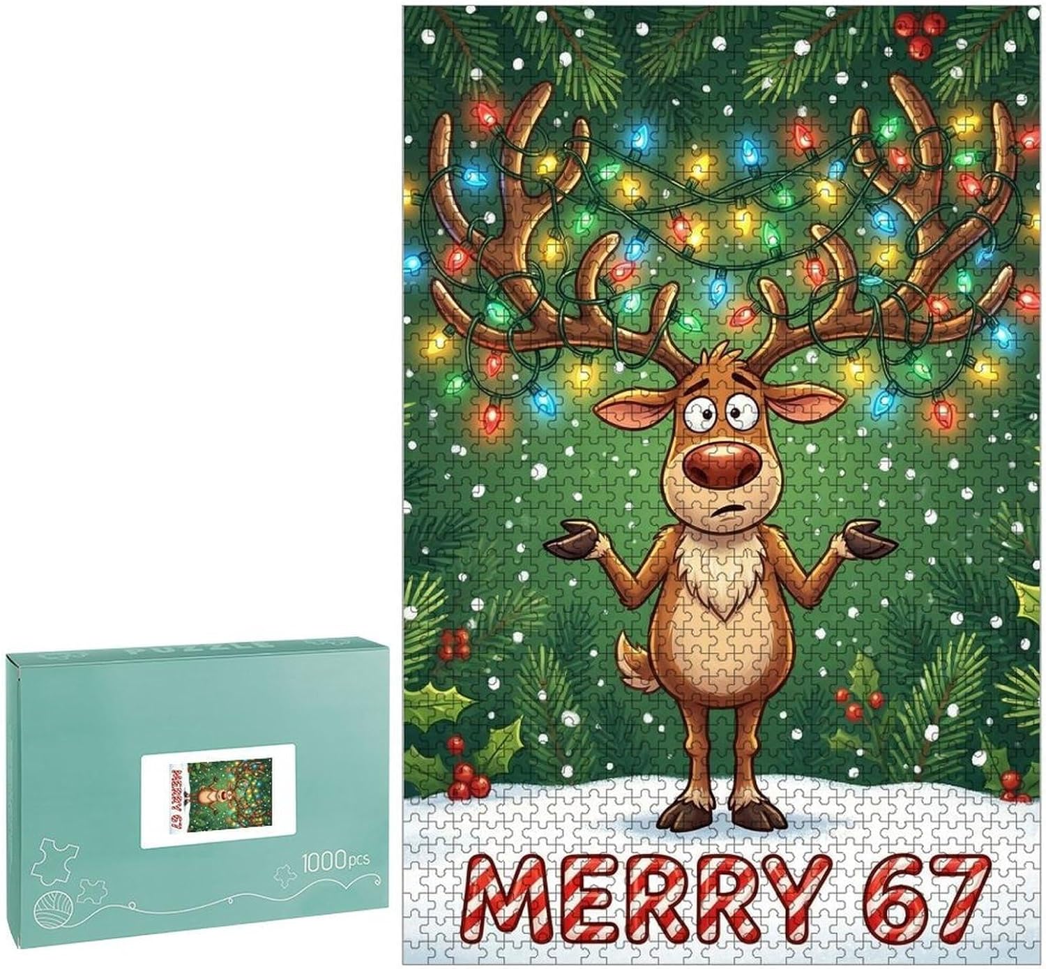 Wooden Jigsaw Puzzles 1000 PCS Pieces for Adults, Cute Rabbit And Dog Puzzle with Hydrangea Garden, Fun Unique Wooden Puzzles for Family Game Night, Stress Relief DIY Gift Home Decor 67 Christmas Orna