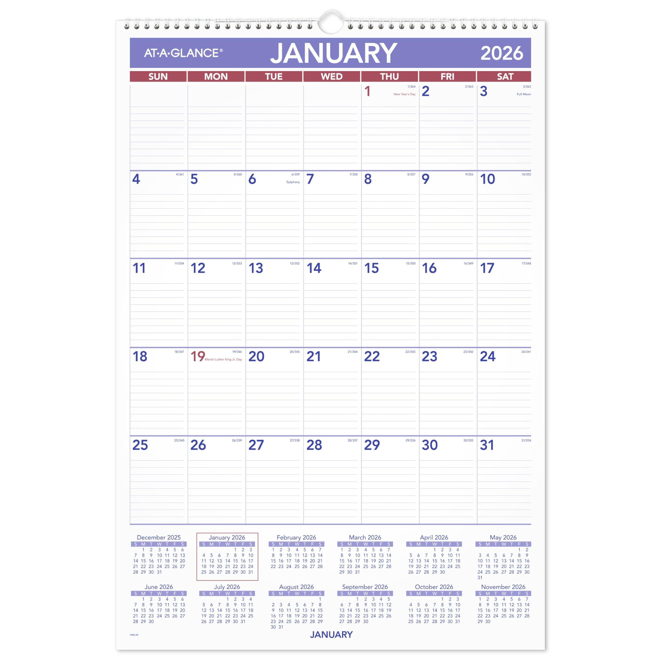 at-a-glance 2026 wall calendar 15-1234 x 22-3434 large pm32826