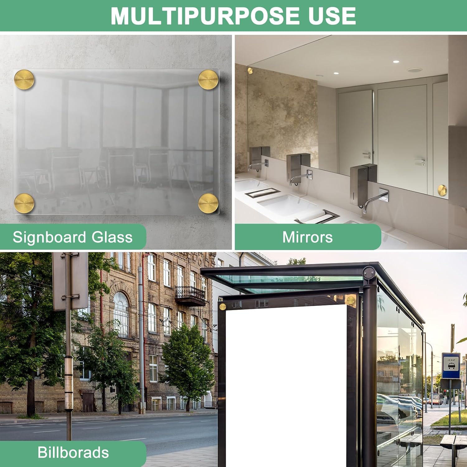 12-Pack Screw Covers Caps, 1.57" Dia Stainless Steel Brushed Mirror Decorative Screws Cap Nails Fasteners for Sign Advertising Hardware/Bathroom Upholstery Head Covers [Gold Tone]