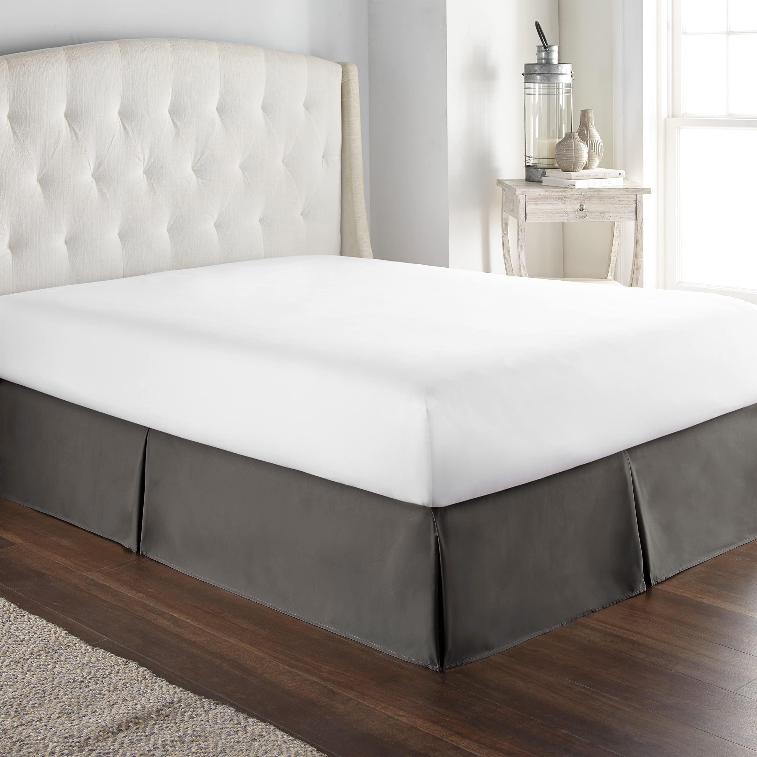 HC Collection Bed Skirt, Soft Microfiber Box Spring Cover, Bed Skirting Full Size, 14" Inch Drop, Wrinkle & Fade Resistant - Gray