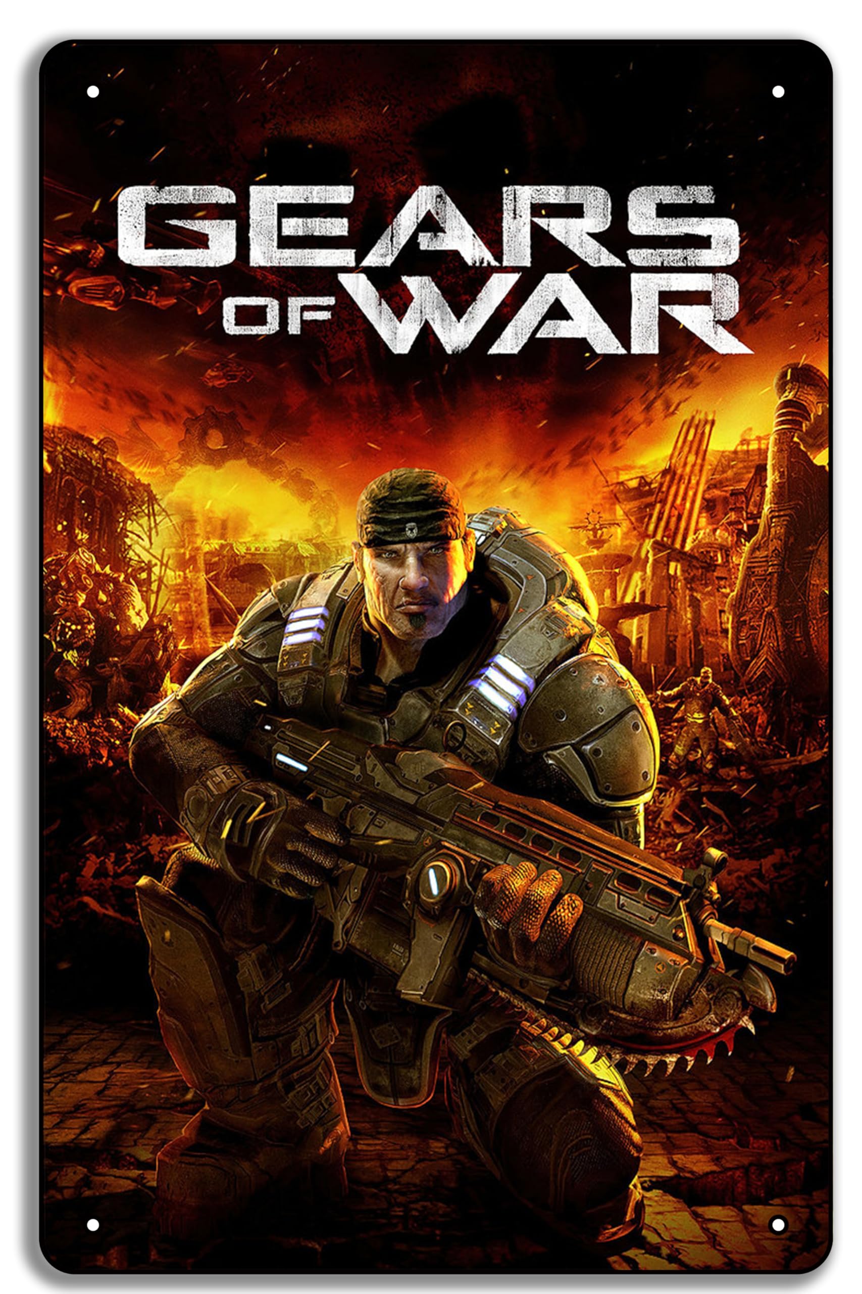 Gears of War Metal Tin Sign: Elevate Your Gaming Sanctuary